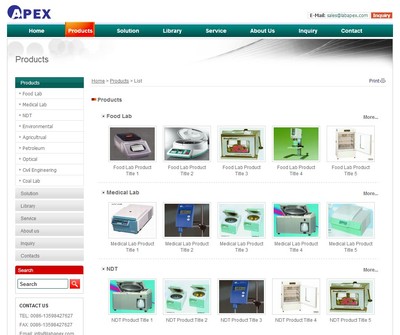 Apex外贸公司英文网站Phpcms蓝色企业模板